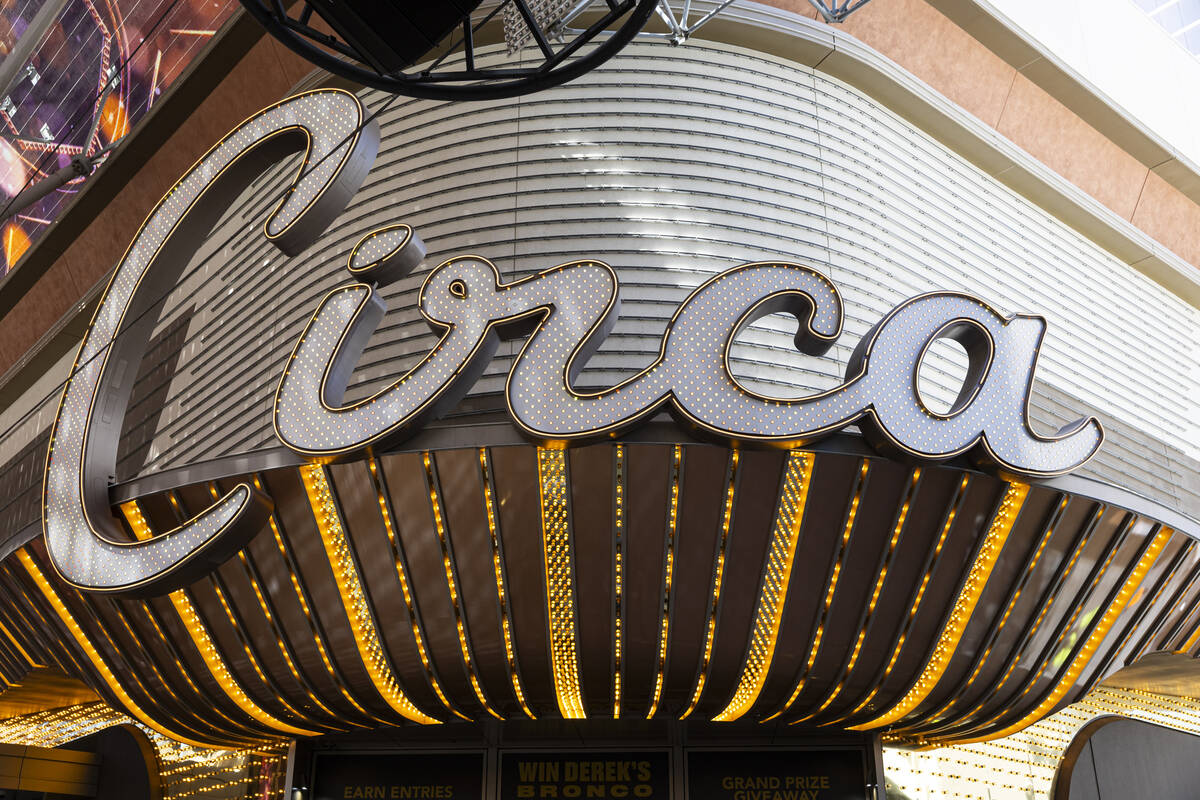 An entrance to Circa is seen along the Fremont Street Experience on Monday, Aug. 18, 2025, in d ...