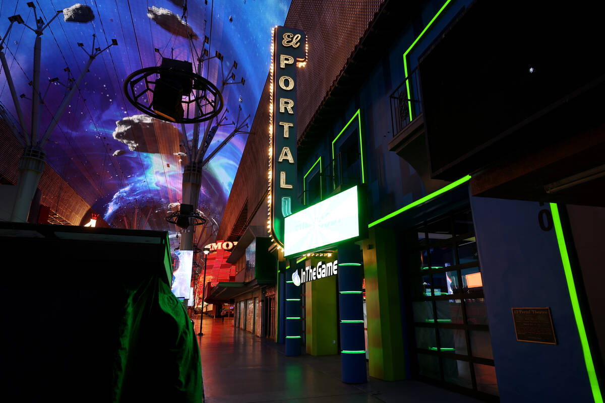 The historic El Portal neon sign is shown outside the former El Portal Theater at the Fremont S ...