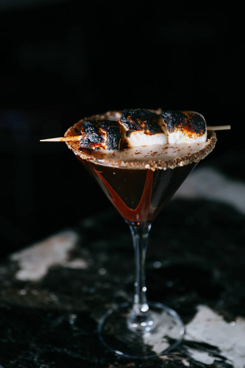 The S’mores Espresso Martini, an espresso martini with graham cracker rim, toasted marsh ...