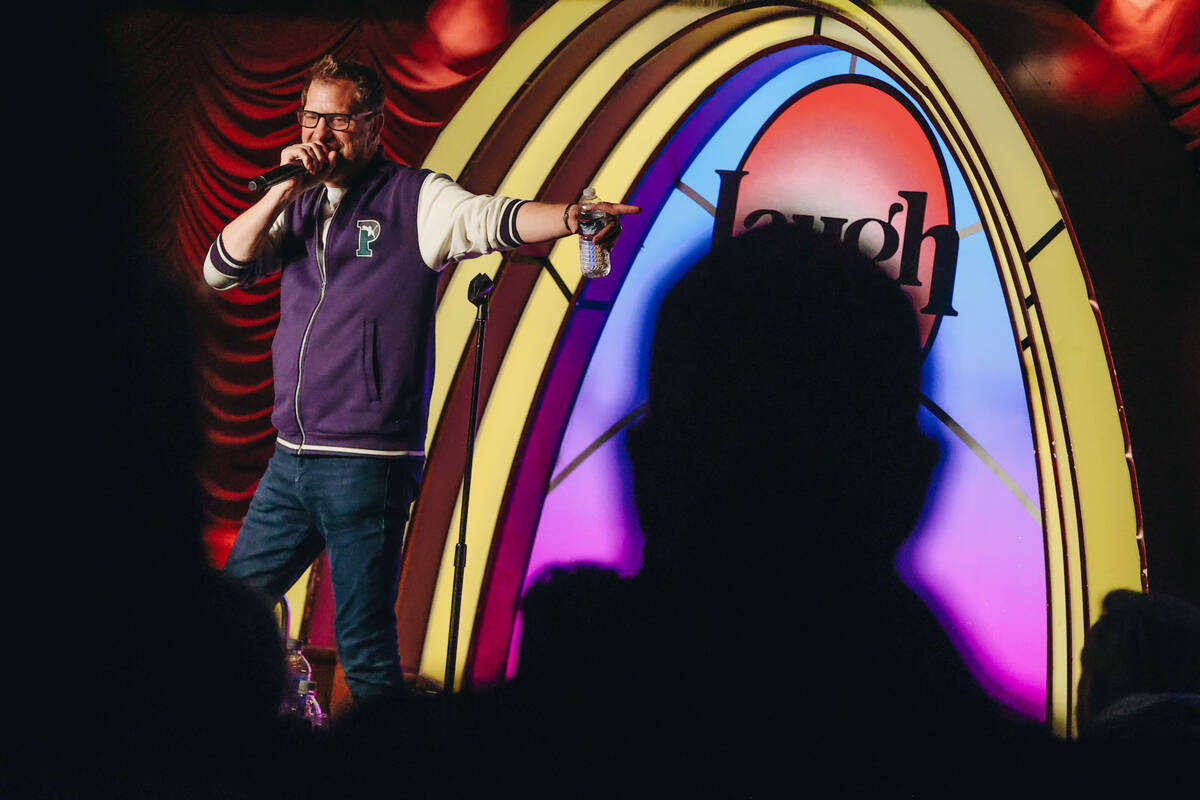 Comedian Ron Pearson speaks to a crowd during “Last Laughs at the Trop” at the Laugh Factor ...