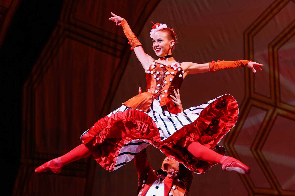 Robert Fulton lifts Paityn Lauzon as the Nevada Ballet Theatre rehearses for “The Nutcra ...