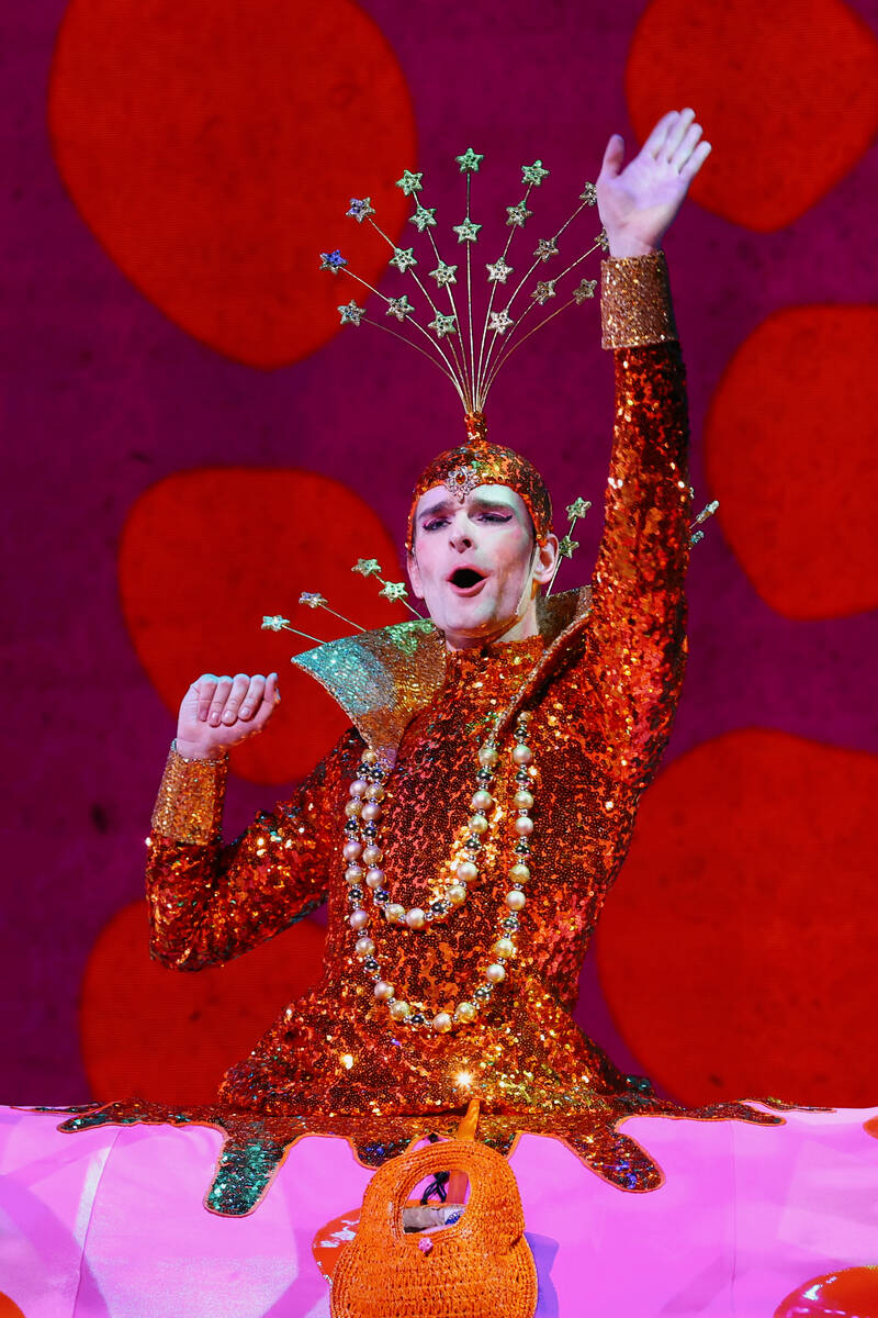 Zachary Brickson performs as Mother Ginger during the Nevada Ballet Theatre’s dress rehe ...