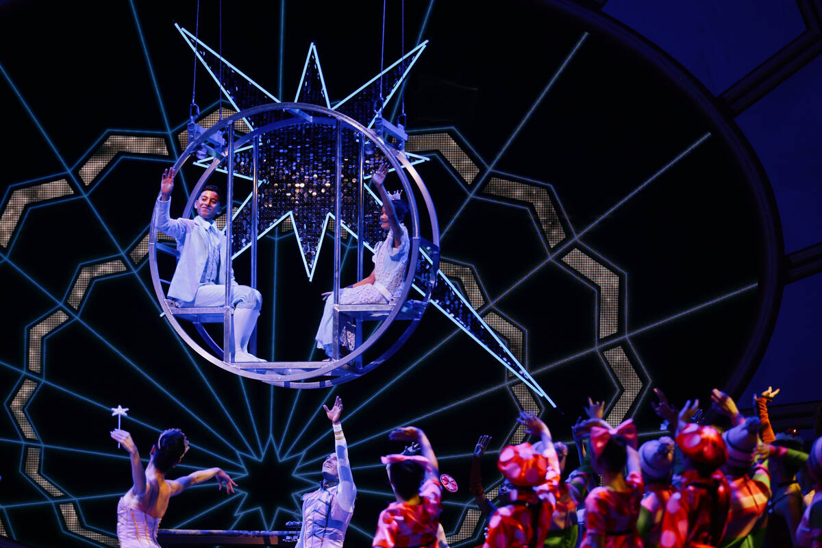 Uriel Gonzalez and Layla Naldoza wave goodbye as The Nutcracker and Marie during the Nevada Bal ...