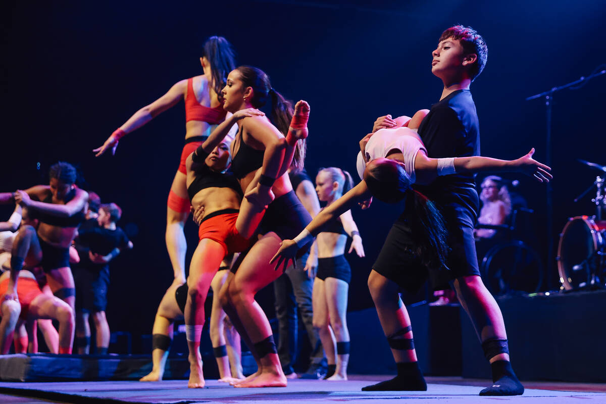 Nevada Acro performs during the 12th anniversary of Mondays Dark at the Theater at Virgin Hotel ...