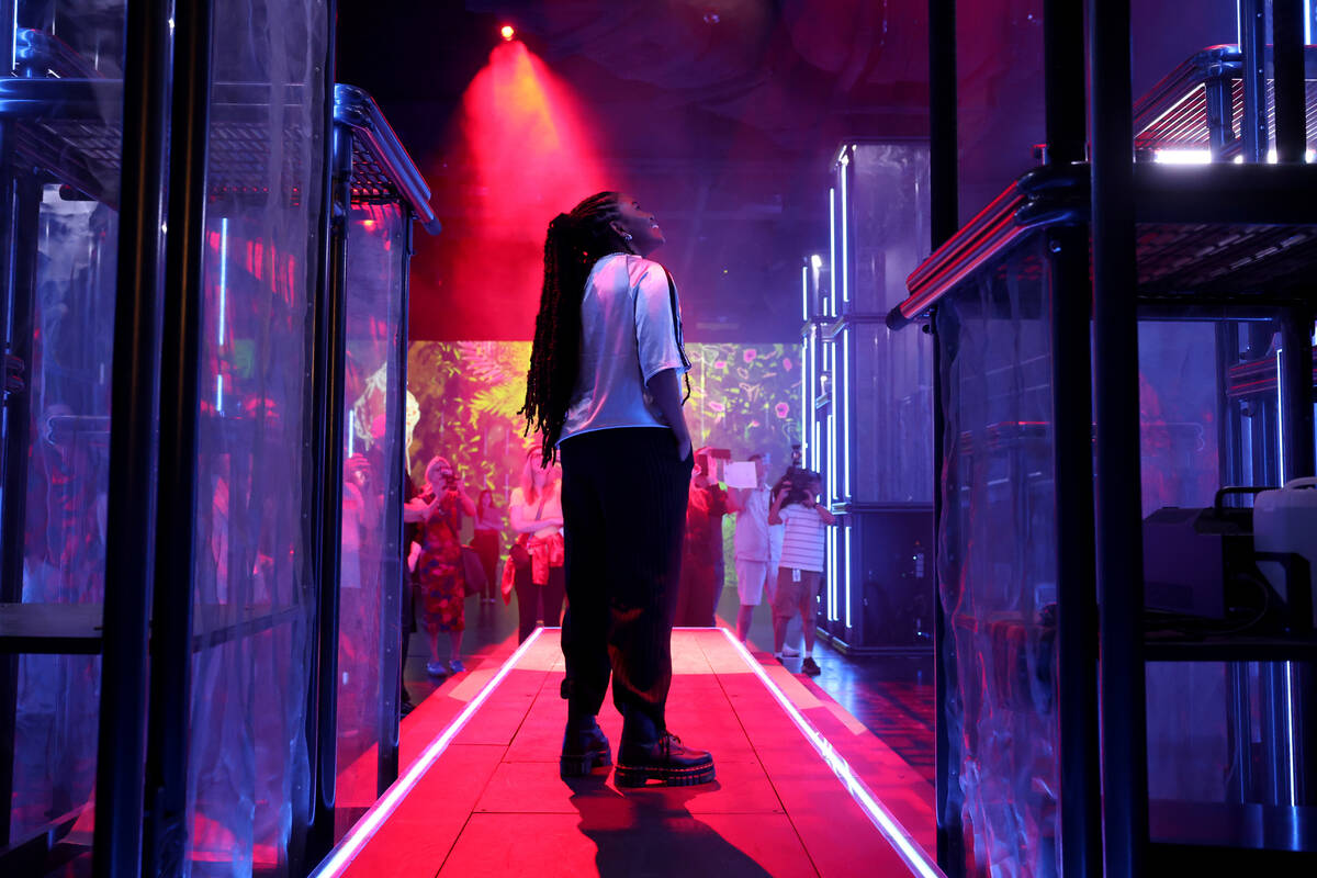 Amanyea Stines Jones, a cast member of Bob Marley Hope Road, gives a tour of the Cathedral room ...