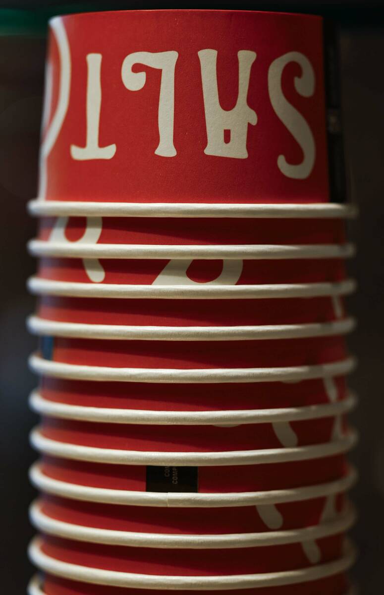 Ice cream cups are photographed two days before the opening of Salt & Straw at Paris Las Vegas ...