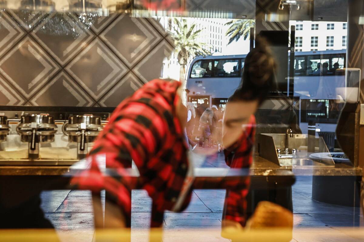 Chris Phu prepares ice cream two days before the opening of Salt & Straw at Paris Las Vegas Mon ...