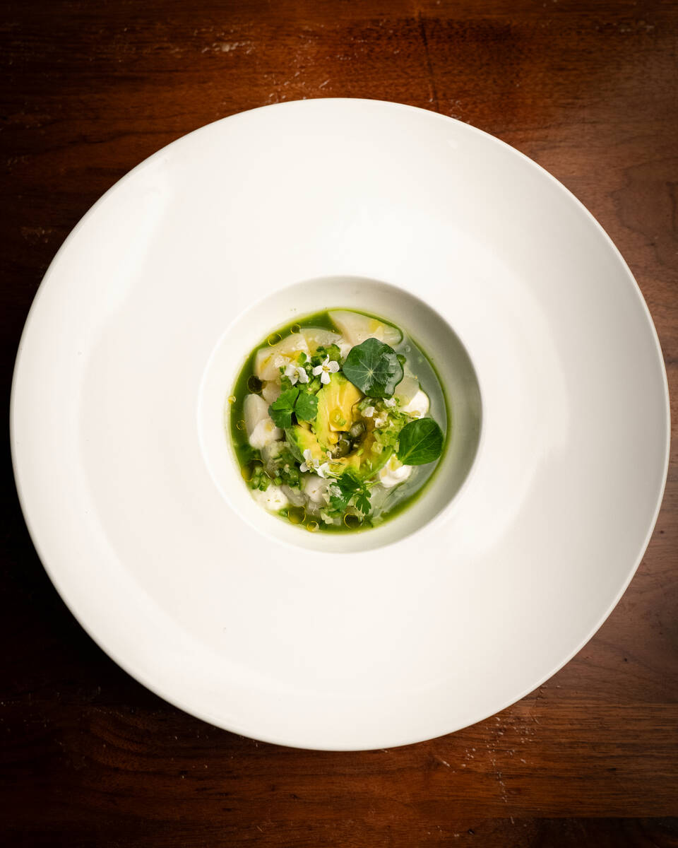 Hokkaido scallop sashimi from Anima Cocina Fina in Chinatown Las Vegas. (Bronson Loftin)