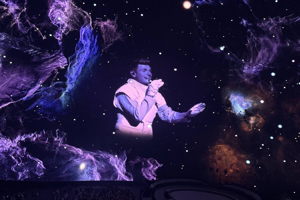 Nick Carter is shown in a scene from opening night of Backstreet Boys' "Into The Millennium" at ...