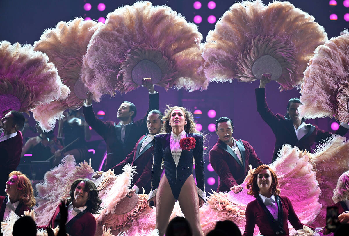 Jennifer Lopez is shown on opening night of “Up All Night: Live In Vegas” at the Colosseum ...