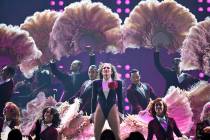 Jennifer Lopez is shown on opening night of “Up All Night: Live In Vegas” at the Colosseum ...