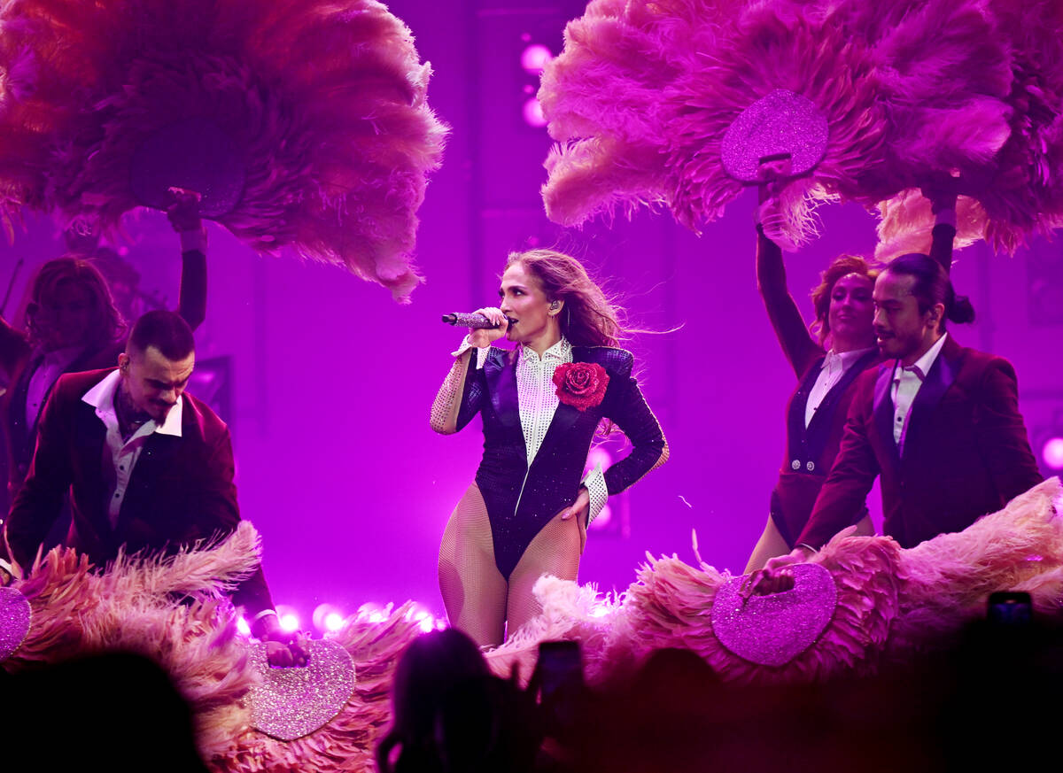 Jennifer Lopez is shown on opening night of “Up All Night: Live In Vegas” at the Colosseum ...