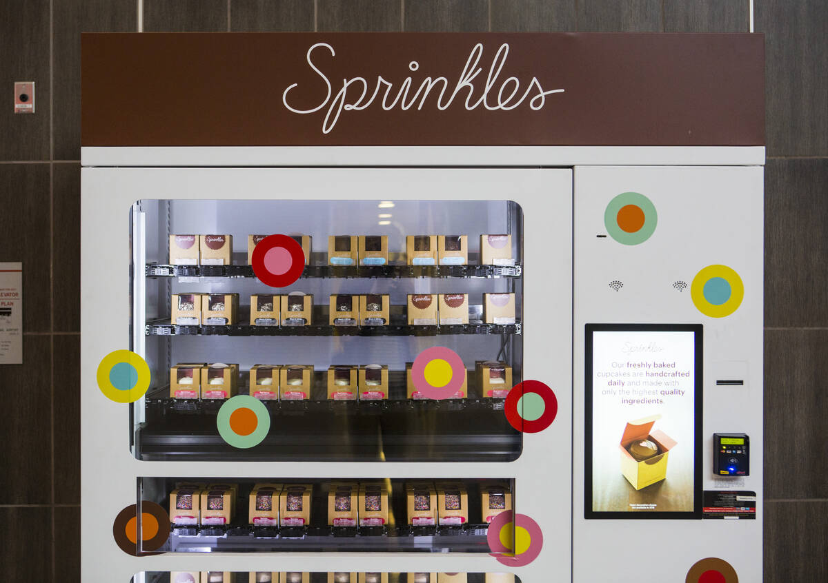 A Sprinkles vending machine, which offers cupcakes, in Terminal 3 at McCarran International Air ...