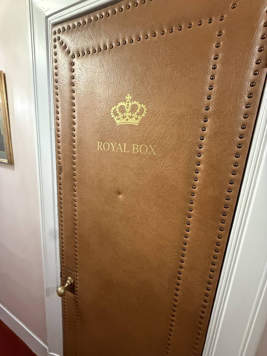 The door to the Royal Box at the London Palladium is shown prior to Penn & Teller's opening nig ...