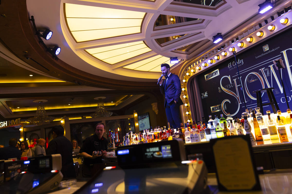 Michael Ross Nugent performs at the Showbar during the opening celebration for the newly expand ...