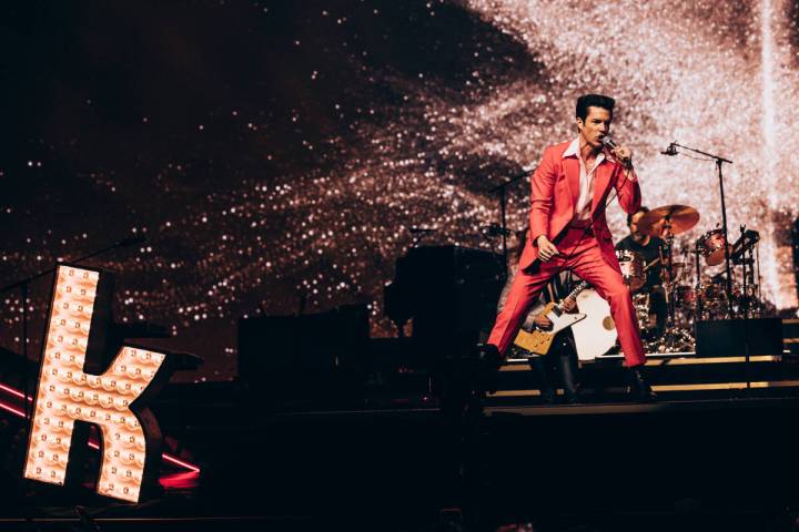 Brandon Flowers of The Killers is shown at the Colosseum at Caesars Palace on Friday, Aug. 16, ...
