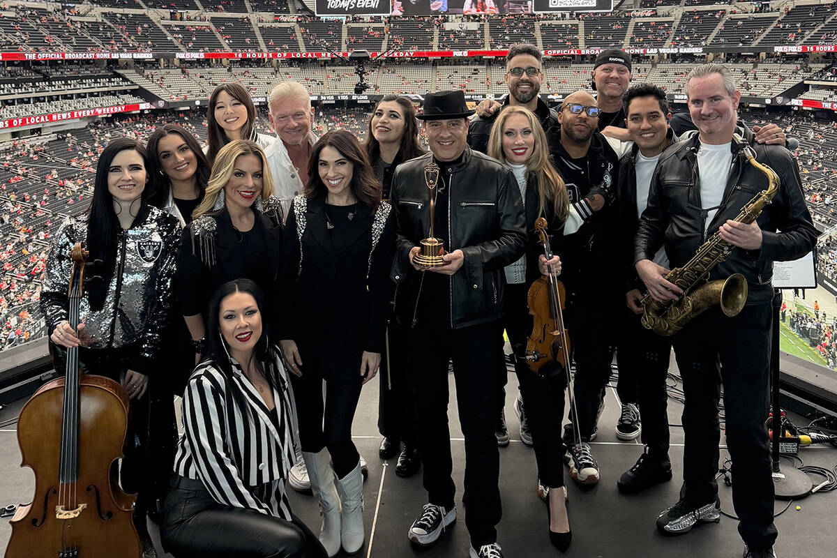 David Perrico and the Raiders House Band poses for a photo during the Raiders' season-ending, 1 ...