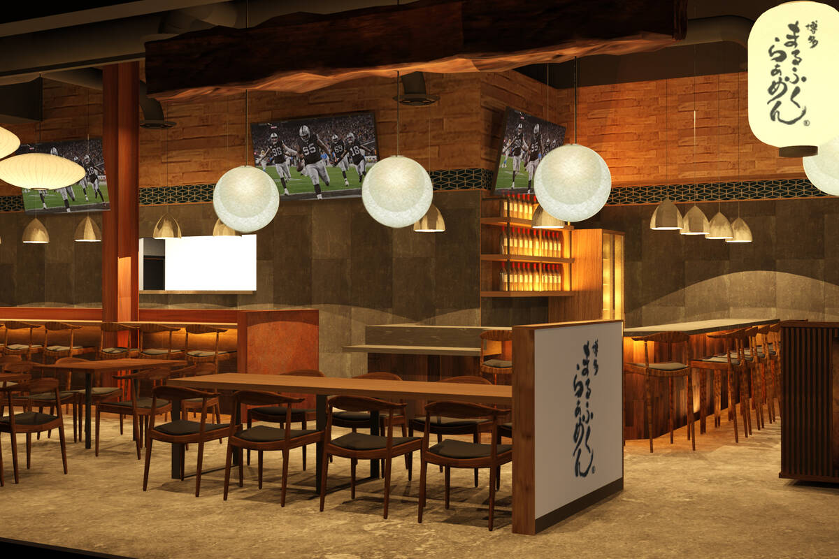 A rendering of the dining room at the Marufuku Ramen planned to open in February 2026 in Downto ...