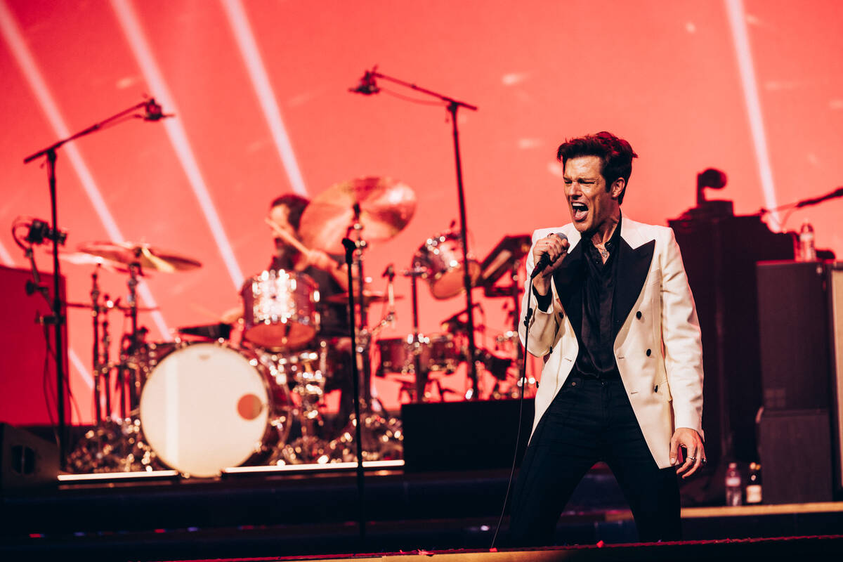Brandon Flowers of The Killers is shown at the Colosseum at Caesars Palace on Friday, Aug. 16, ...