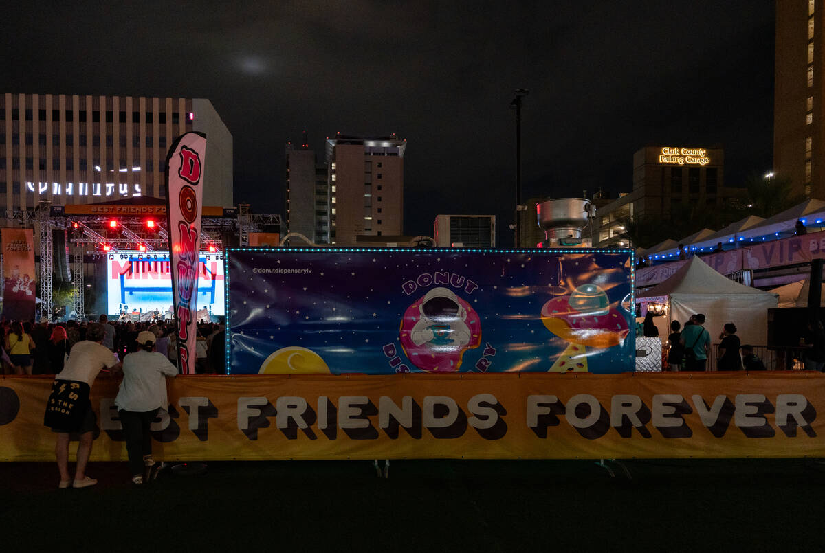 Fans watch Mineral, an emo band from Austin, Texas, perform on the main stage during Best Frien ...