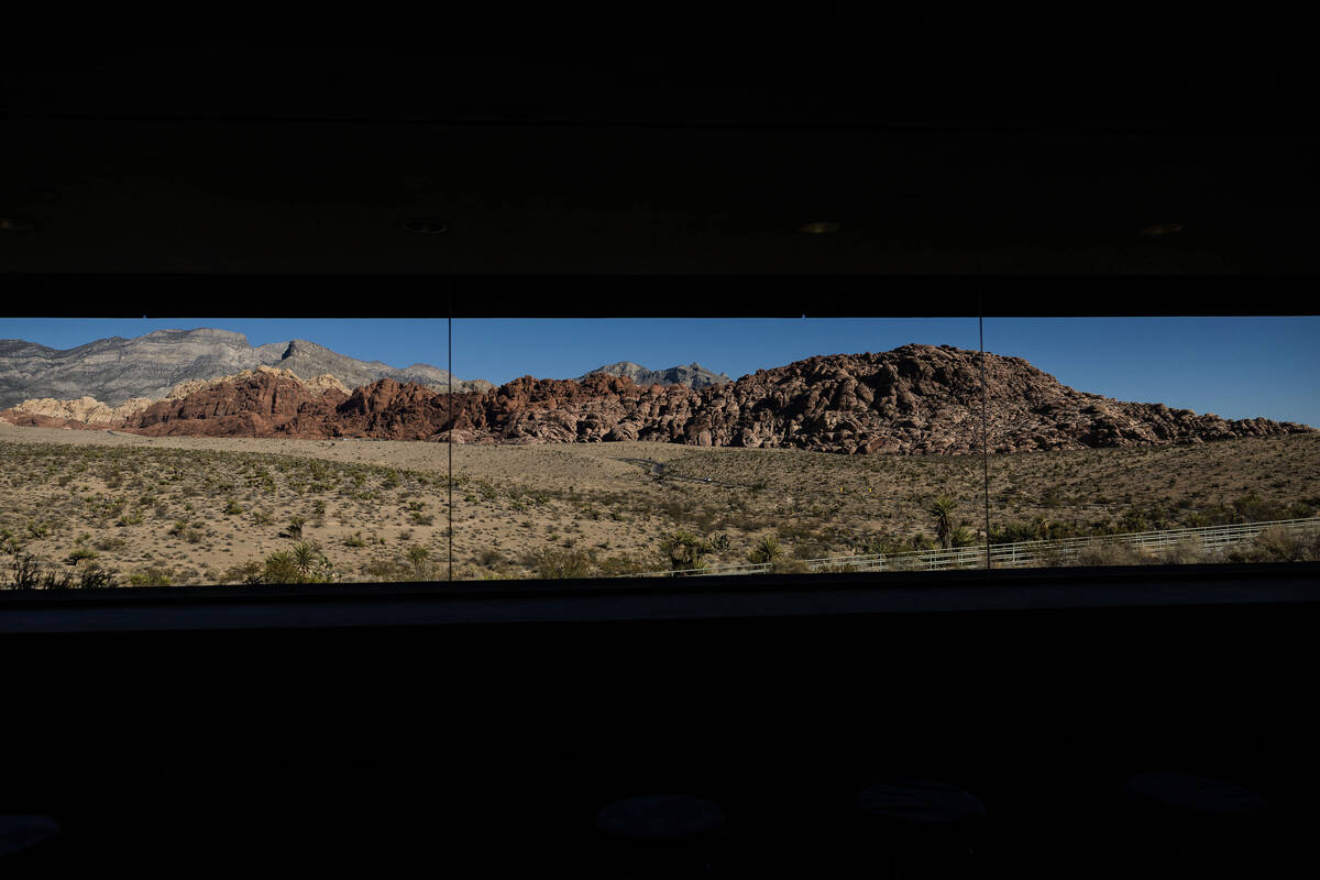 The view from the observation window at the visitors center at Red Rock Canyon National Conserv ...