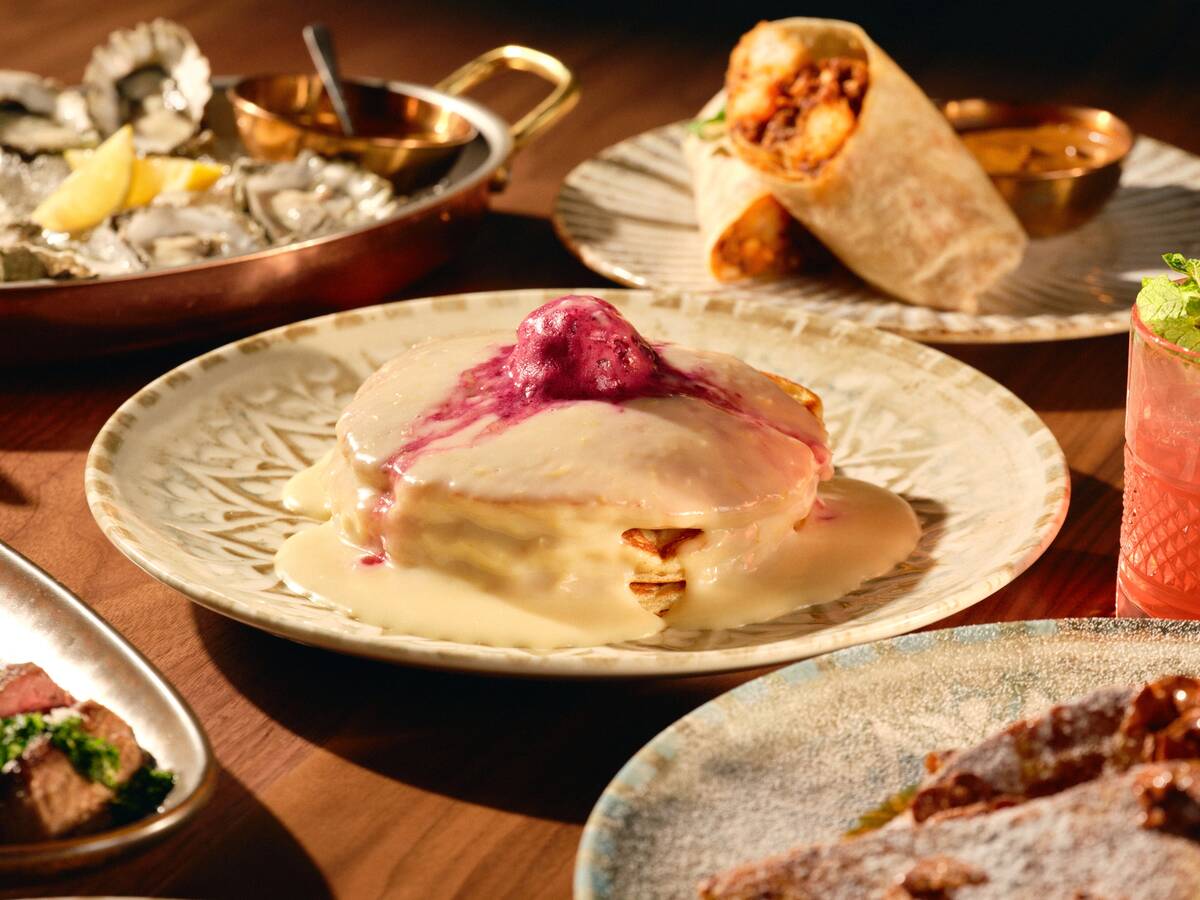 Lemon curd pancakes from Hearthstone Kitchen & Cellar in the west of the Las Vegas Valley, on J ...
