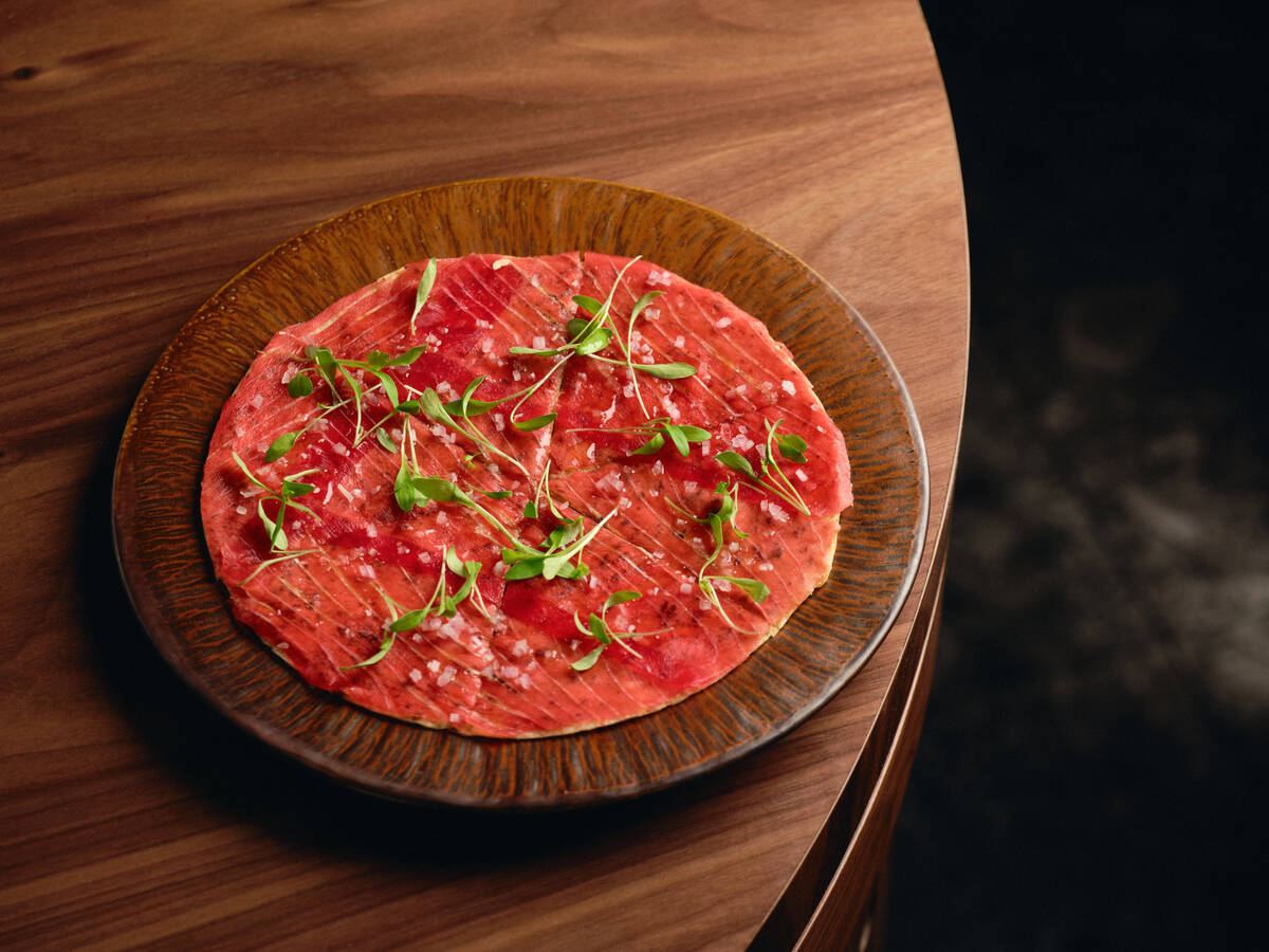 Tuna pizza from Hearthstone Kitchen & Cellar in the west of the Las Vegas Valley, on Jan. 30, 2 ...