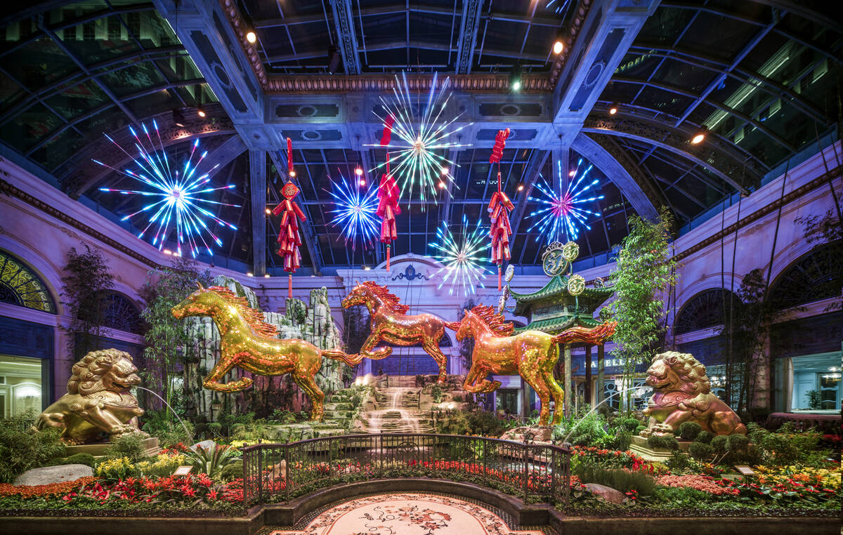 The 2026 Lunar New Year display at Bellagio’s Conservatory & Botanical Gardens celebrates the ...