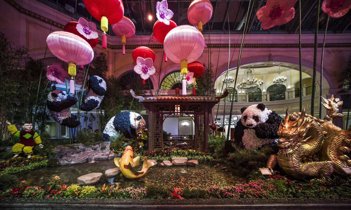 The 2026 Lunar New Year display at Bellagio’s Conservatory & Botanical Gardens celebrates the ...