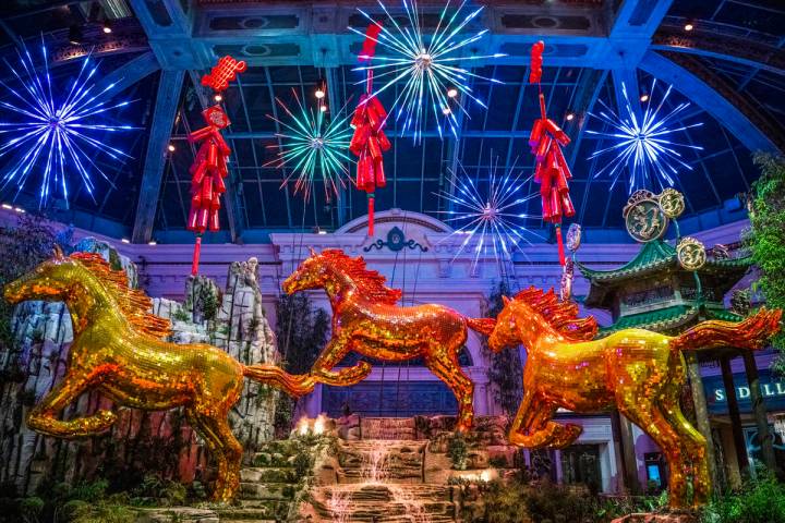 The 2026 Lunar New Year display at Bellagio’s Conservatory & Botanical Gardens celebrates the ...
