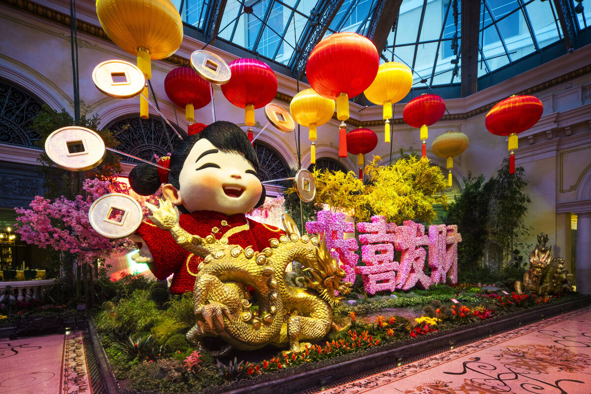 The 2026 Lunar New Year display at Bellagio’s Conservatory & Botanical Gardens celebrates the ...