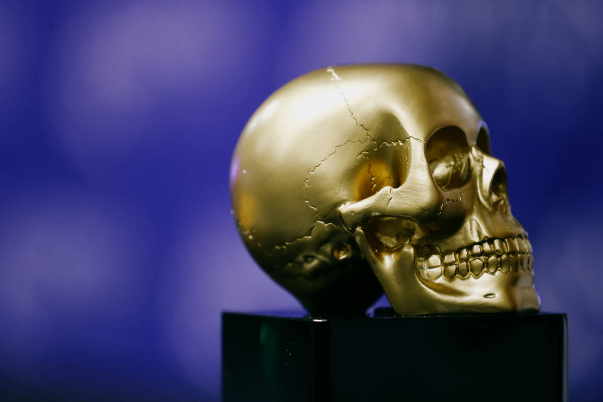 A Spooky Award sits on the table to be handed out during the Halloween and Costume Association& ...