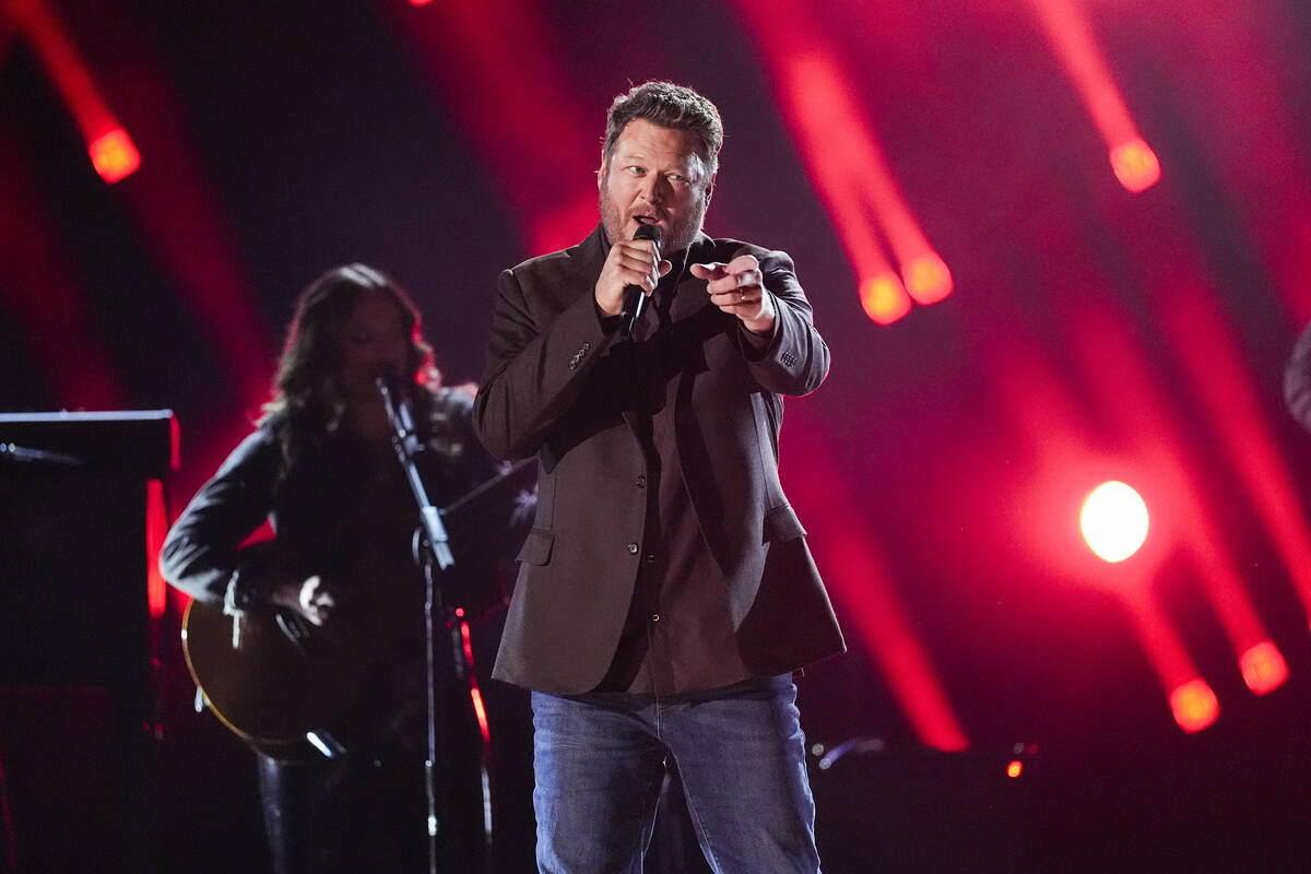 Blake Shelton performs "Texas" during the 60th annual Academy of Country Music Awards ...