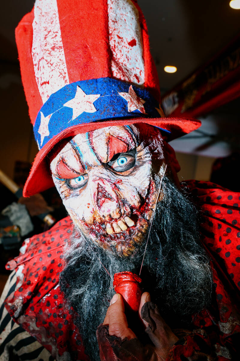 Ding Dong, played by Juan Rodriguez, poses for a portrait during Days of the Dead Las Vegas on ...