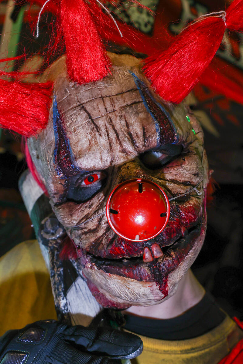 Twisted the Clown, played by Kaleb Metcalf, poses for a portrait during Days of the Dead Las Ve ...