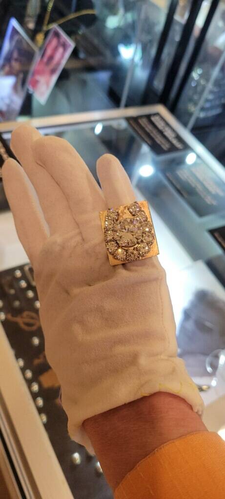 The diamond, horseshoe-shaped ring Elvis wore in his “Aloha From Hawaii” concert special in ...
