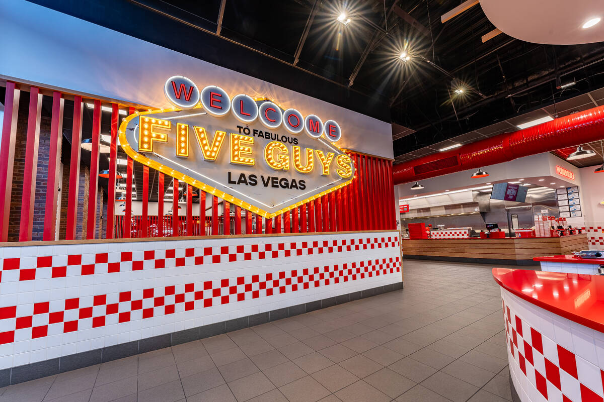 An interior sign at Five Guys in The Venetian on the Las Vegas Strip. (Five Guys)