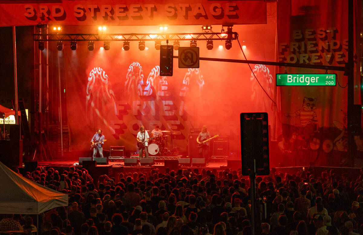 Rival Schools performs on the third street stage during Best Friends Forever Fest at the Downto ...