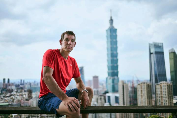 Portrait of Alex Honnold in Taipei, Taiwan ahead of "Skycraper Live." (Corey Rich/Netflix.