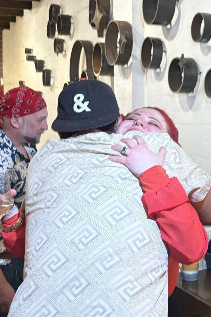 Ellie Parker reacts to her win at a watch party in downtown Las Vegas' Main St. Provisions on J ...