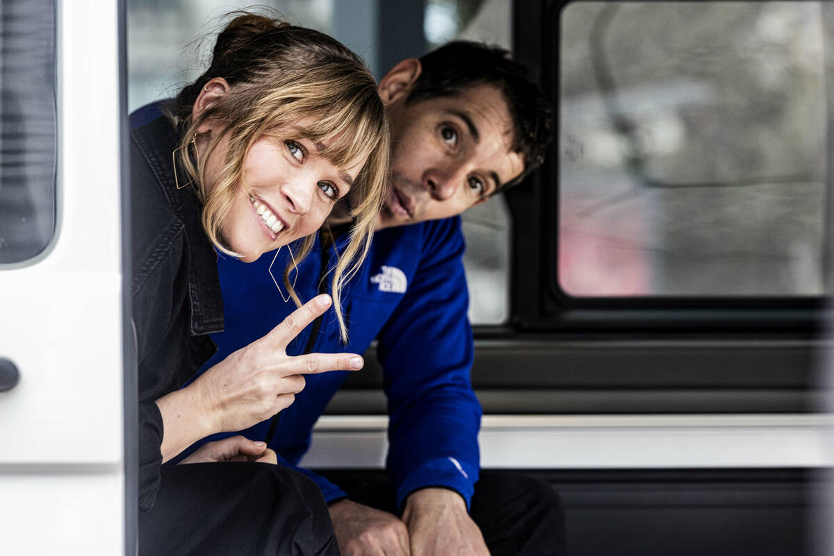 Sanni McCandless Honnold and Alex Honnold in Taipei, Taiwan. (MARK LEE/NETFLIX)