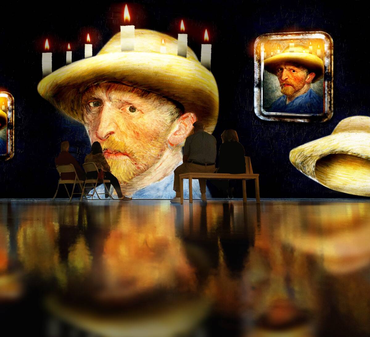 Van Gogh's "Self Portrait with Felt Hat" is shown at “The New Immersive Van Gogh: The Next Ch ...