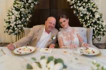 Newlyweds Rick Harrison and Angie Polushkin ares shown during their wedding ceremony in Cancun ...