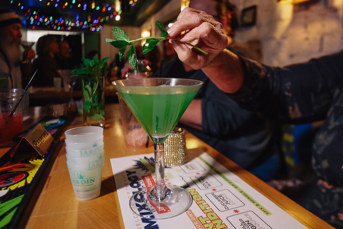 Garnishes are picked out during a mixology class at F The Bar Friday, Jan. 9, 2026, in Las Vega ...