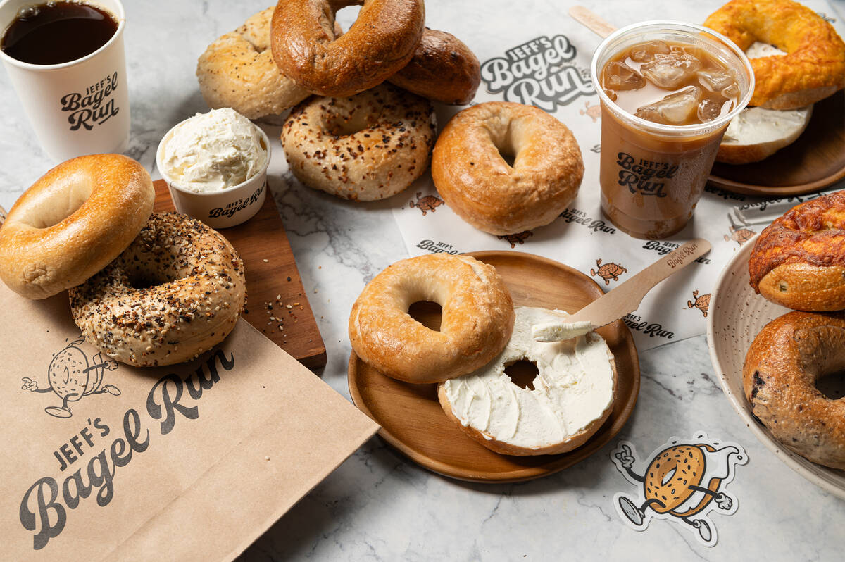 Items from Jeff's Bagel Run, a bagel shop opening its first store in Nevada in Henderson in ear ...