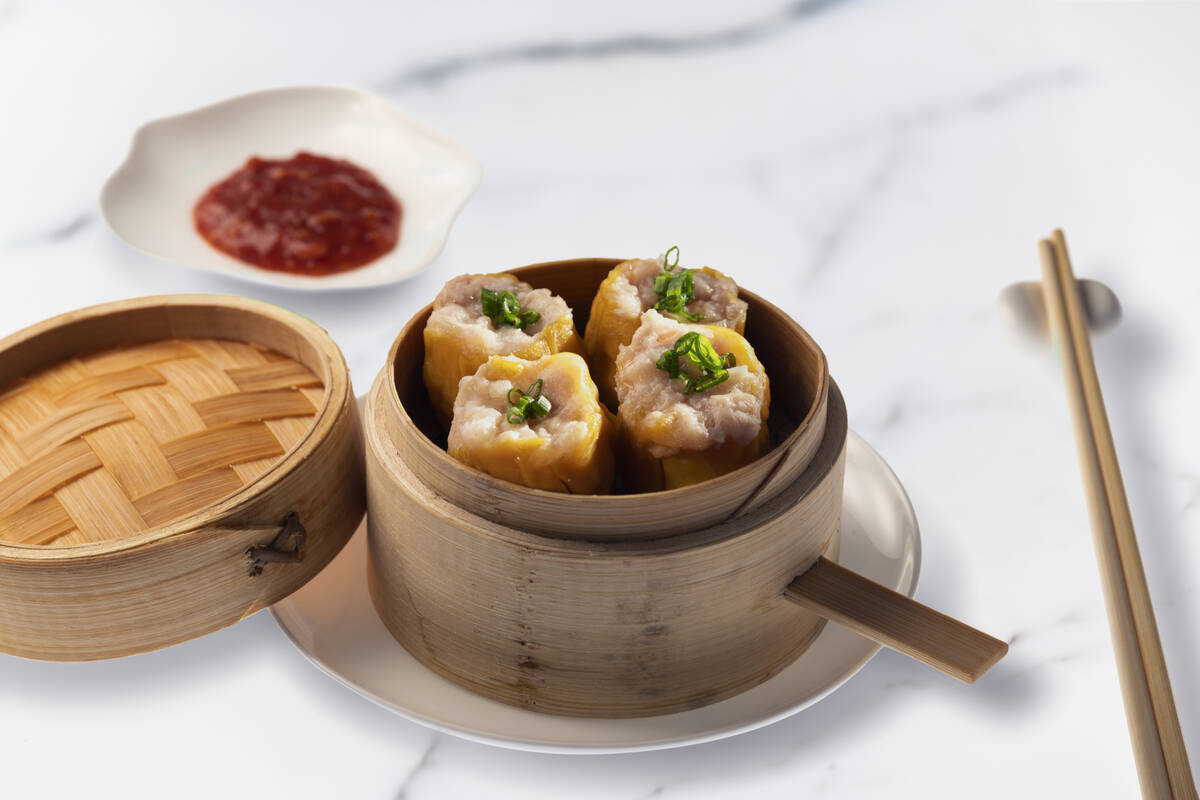 Shrimp and pork shumai from the endless dim sum brunch at Hakkasan in MGM Grand on the Las Vega ...