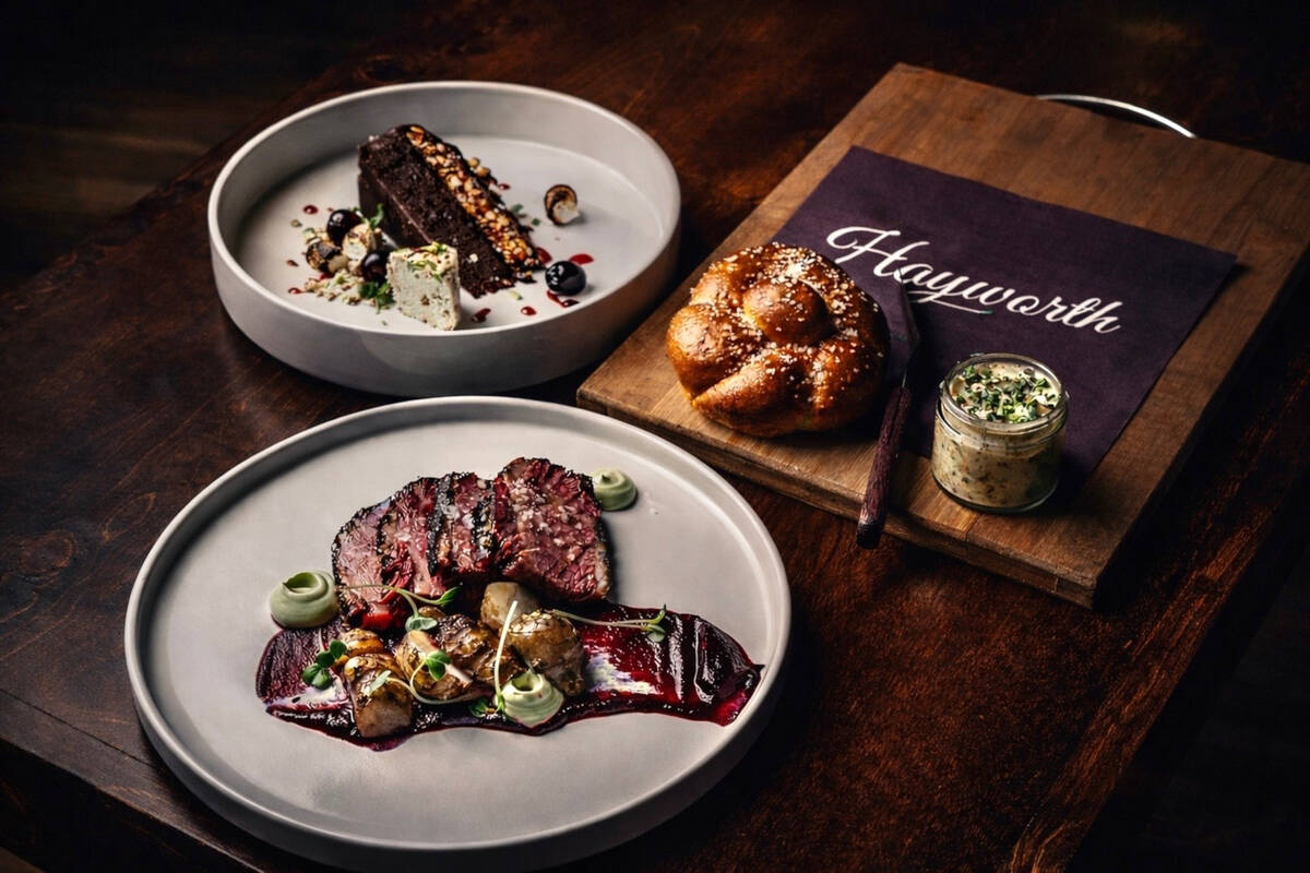 Clockwise from right: Warm brioche with schmaltz, slow-cooked wagyu brisket and chocolate babka ...