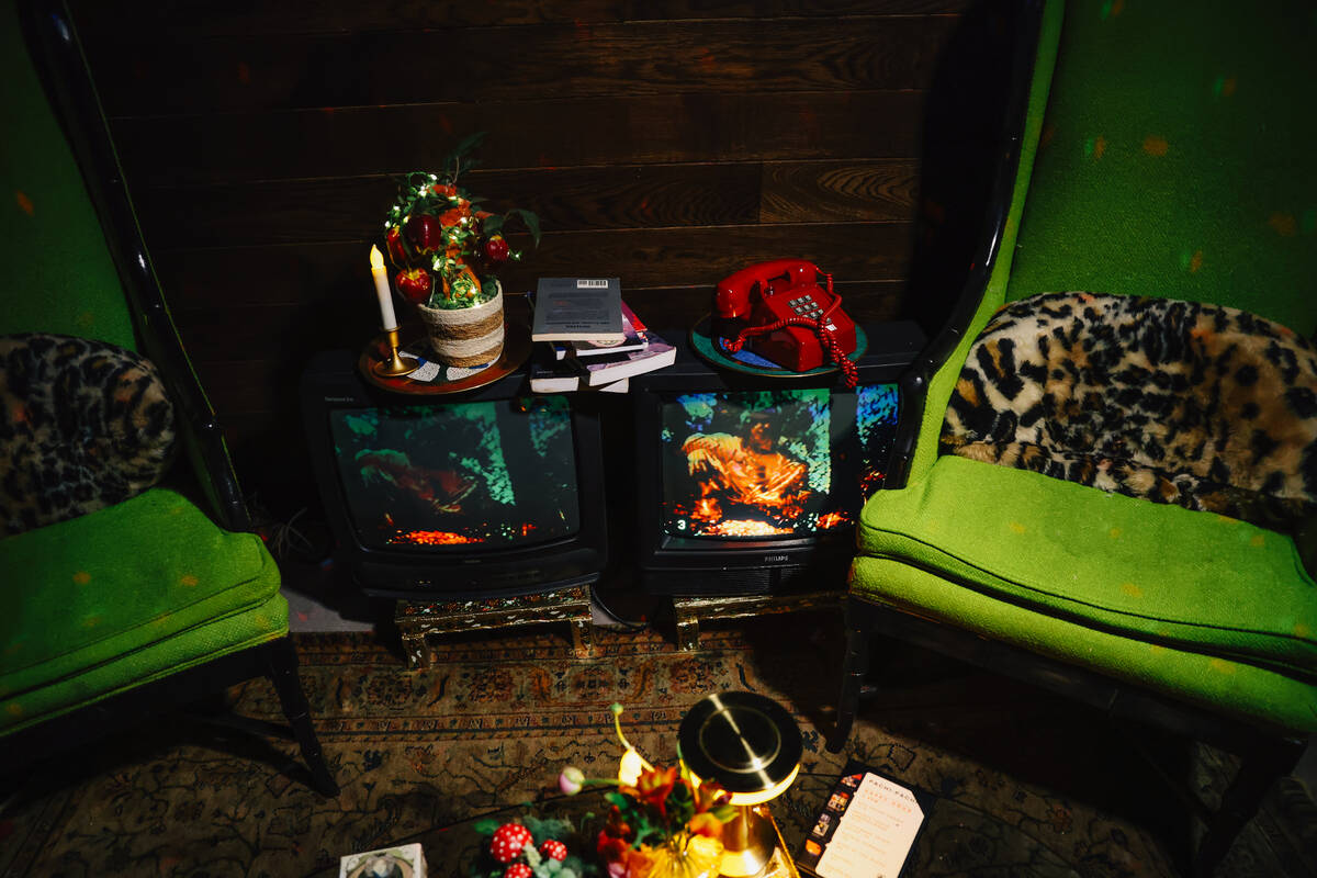 Televisions light up at Pachi Pachi in downtown Las Vegas Saturday, Jan. 24, 2026, in Las Vegas ...