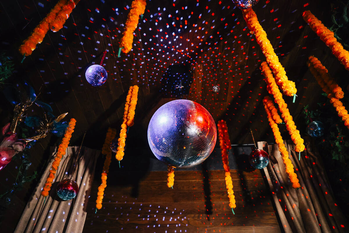 A disco ball glows at Pachi Pachi in downtown Las Vegas Saturday, Jan. 24, 2026, in Las Vegas. ...