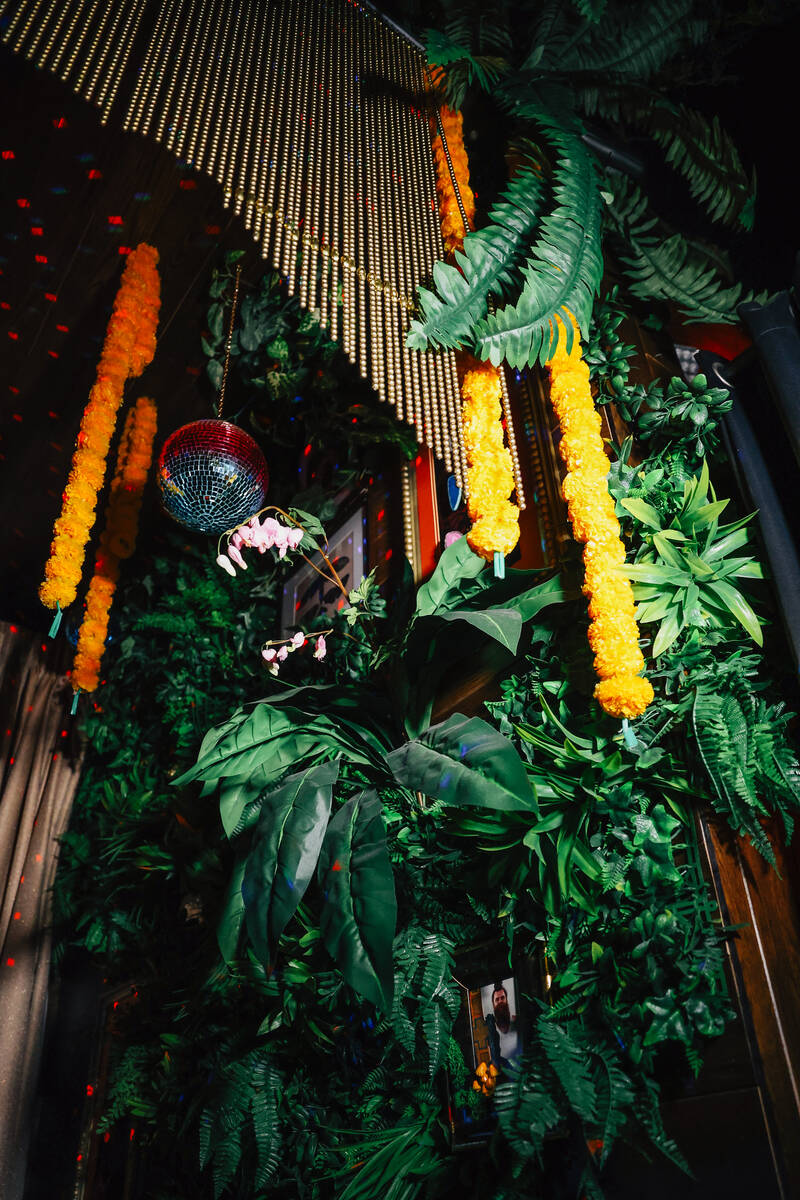 A disco ball hangs fro the ceiling at Pachi Pachi in downtown Las Vegas Saturday, Jan. 24, 2026 ...